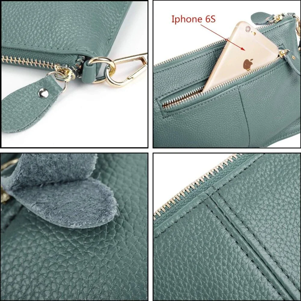 RFID Blocking Mint Chain Wristlet Purse Women Small Clutch Zipper Pockets - Picture 5 of 7